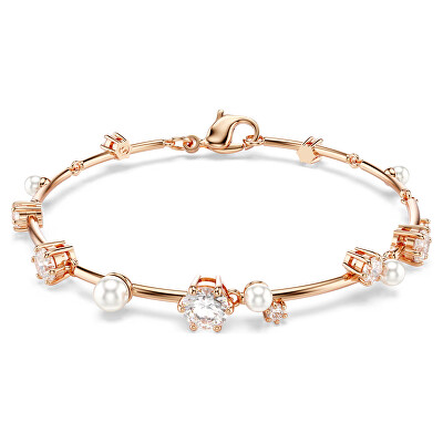 Swarovski - Pozlacený náramek s krystaly a perličkami Constella 5729505