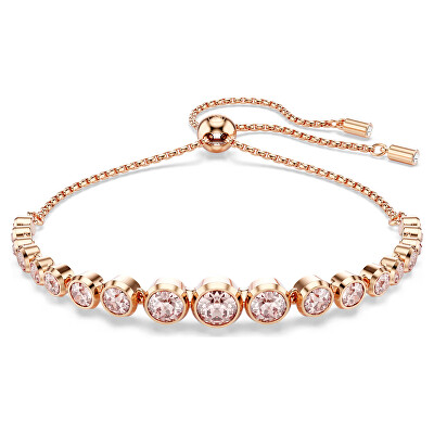 Swarovski - Pozlacený náramek s růžovými krystaly Tennis Imber 5718204