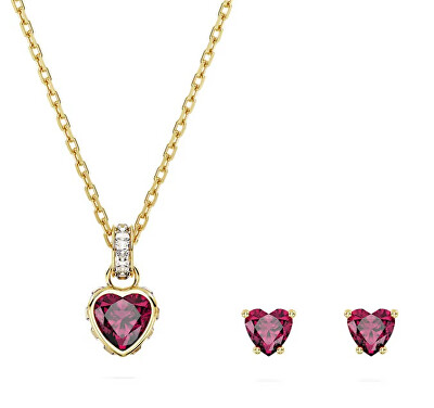 Swarovski - Pozlacený set šperku s červenými krystaly Chroma 5684506 (náhrdelník, náušnice)
