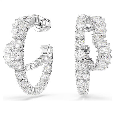 Swarovski - Rozdvojené kruhové náušnice s čirými zirkony Matrix 5705748