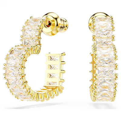 Swarovski - Pozlacené srdíčkové náušnice s čirými Swarovski zirkony Matrix 5693512