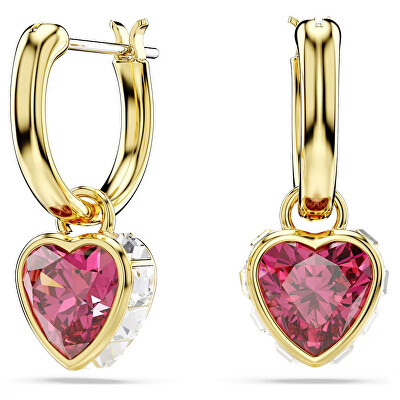 Swarovski - Romantické pozlacené náušnice 2v1 Srdce Chroma 5684760