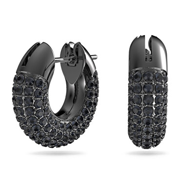 Swarovski - Stylové černé kruhové náušnice Dextera 5620222
