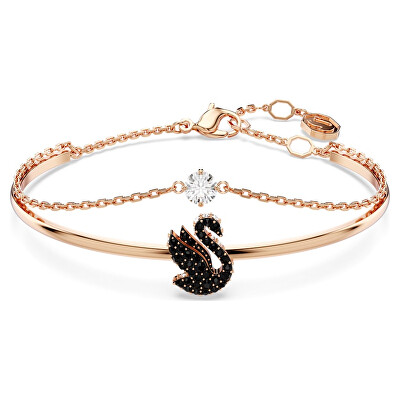 Swarovski - Elegantní dvojitý bronzový náramek s krystaly Iconic Swan 5678048