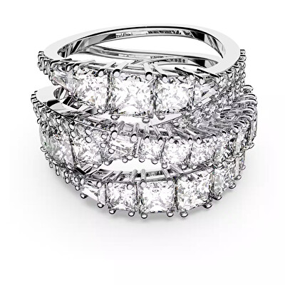 Swarovski - Třpytivý trojřadý prsten Twist 584656