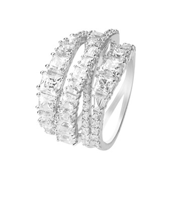 Swarovski - Třpytivý trojřadý prsten Twist 584656