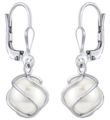 Silvego - Elegantní visací náušnice se Swarovski® Perlou SILVEGOBP31644