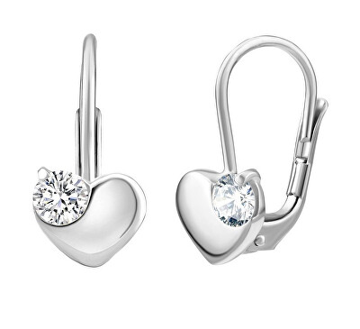 Silvego - Něžné stříbrné náušnice srdce s čirými zirkony Swarovski SILVEGO70462s