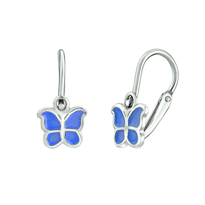 Silvego - Stříbrné dětské náušnice Motýl - světle modrý SILVEGOB70273-sm