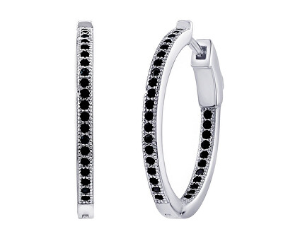 Silvego - Stříbrné kruhové náušnice MILLA 22 mm s černými Brilliance Zirconia JJJE0106EBCK