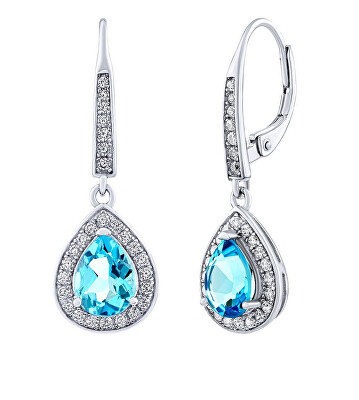 Silvego - Stříbrné náušnice BRISA se Swiss Blue Topazem a Brilliance Zirconia JJJ1141ETS