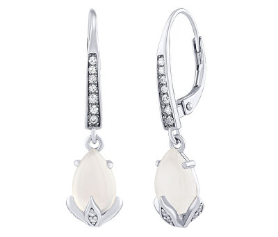 Silvego - Stříbrné náušnice Clarissa s měsíčním kamenem a Brilliance Zirconia JJJ1267EMS