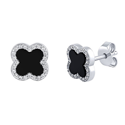 Silvego - Stříbrné náušnice čtyřlístek Jonet s Brilliance Zirconia MW02866E