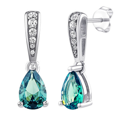 Silvego - Stříbrné náušnice Ella se syntetickým paraiba turmalínem a Brilliance Zirconia MSS195EPAR