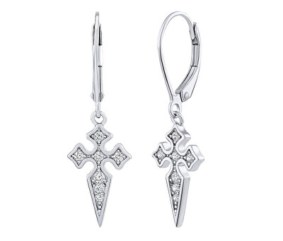 Silvego - Stříbrné náušnice Gethel ve tvaru kříže s Brilliance Zirconia MW13168E