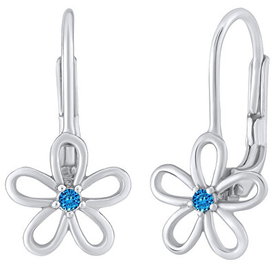 Silvego - Stříbrné náušnice - květ s modrým Swarovski® Zirkonem SILVEGOB31857SB