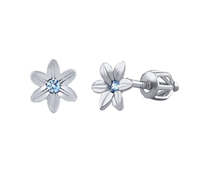 Silvego - Stříbrné náušnice kytičky Beauty s modrými Brilliance Zirconia SILVEGOB70449BDSLB