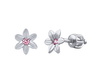 Silvego - Stříbrné náušnice kytičky Beauty s růžovými Brilliance Zirconia SILVEGOB70449BDSP