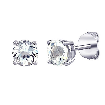 Silvego - Stříbrné náušnice pecky s čirým pravým přírodním topazem JJJLRD6ETW