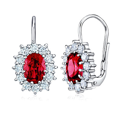 Silvego - Stříbrné náušnice s červenými zirkony Swarovski 	SILVEGOB31571-SR