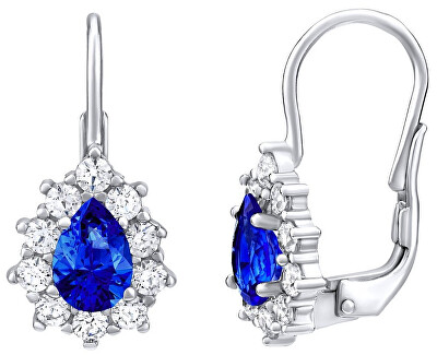 Silvego - Stříbrné náušnice s modrým kamenem Swarovski® Created Stones SILVEGO31866D