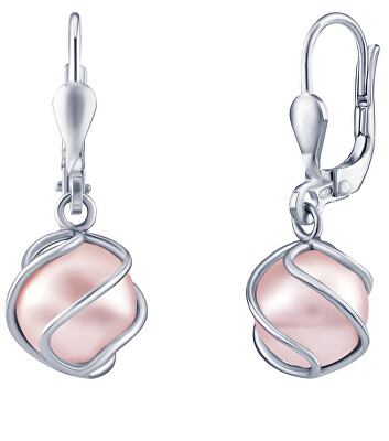 Silvego - Stříbrné náušnice s růžovou Swarovski® Perlou SILVEGOB31644SWP
