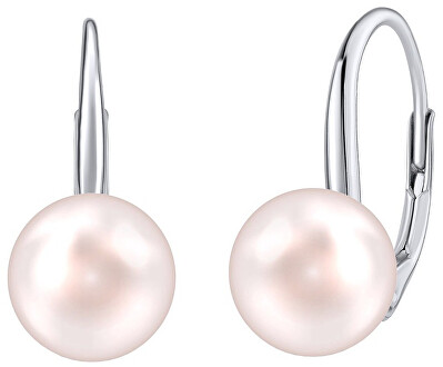 Silvego - Stříbrné náušnice se světle růžovou perlou Swarovski® Crystals VSW015ELPS