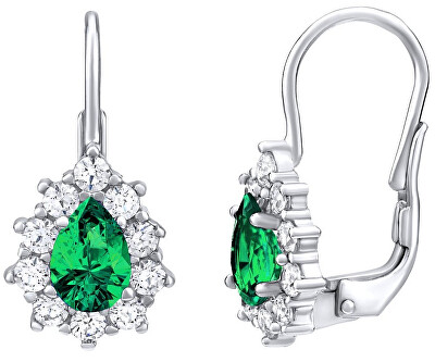 Silvego - Stříbrné náušnice se zeleným kamenem Swarovski Created Stones SILVEGO31866G