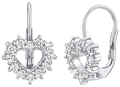 Silvego - Stříbrné náušnice srdce se Swarovski Zirconia SILVEGO31969S