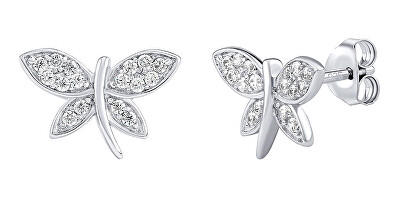 Silvego - Stříbrné náušnice vážky Brietta s Brilliance Zirconia JJJ0114EW