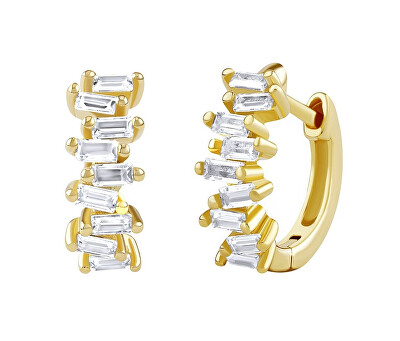 Silvego - Stříbrné/pozlacené náušnice kruhy Bernie s Brilliance Zirconia DCC1541EWGP