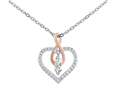 Silvego - Stříbrný náhrdelník Camilla s přívěskem srdce a Infinity s Brilliance Zirconia DCC1607028N