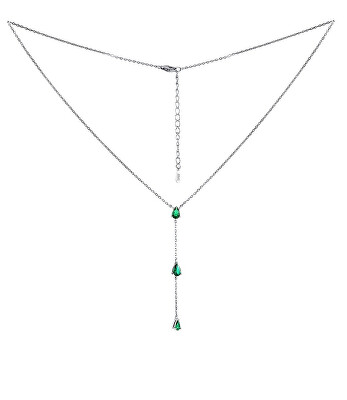 Silvego - Stříbrný náhrdelník Gryn se zelenými zirkony Brilliance Zirconia MSS1023NG
