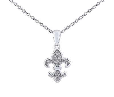 Silvego - Stříbrný náhrdelník skautská lilie Henriette s Brilliance Zirconia DCC1608267N