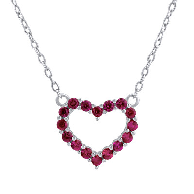 Silvego - Stříbrný náhrdelník srdce Patty s růžovými Brilliance Zirconia JJJN0685R