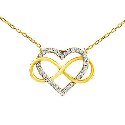 Silvego - Stříbrný/pozlacený náhrdelník Belisa srdce a Infinity s Brilliance Zirconia PRGPK0068N