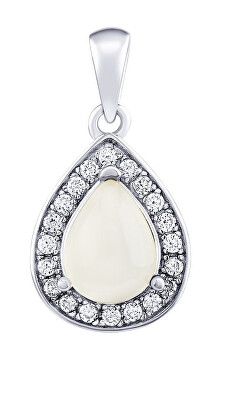 Silvego - Stříbrný přívěsek BRISA s Měsíčním kamenem a čirými Brilliance Zirconia JJJ1141PMS