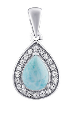 Silvego - Stříbrný přívěsek BRISA s pravým Larimarem a Brilliance Zirconia JJJ1141PLR