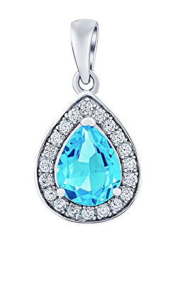 Silvego - Stříbrný přívěsek BRISA se Swiss Blue Topazem a Brilliance Zirconia JJJ1141PTS