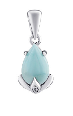 Silvego - Stříbrný přívěsek Clarissa s pravým Larimarem a Brilliance Zirconia JJJ1267PLR