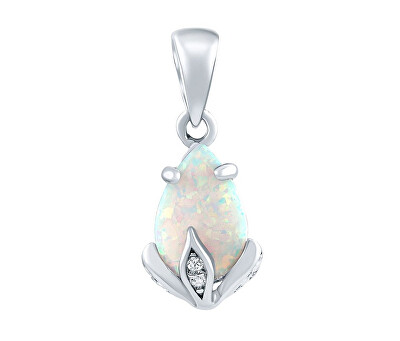 Silvego - Stříbrný přívěsek Clarissa se bílým opálem a Brilliance Zirconia JJJ1267PW