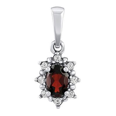 Silvego - Stříbrný přívěsek Lina s přírodním granátem a Brilliance Zirconia JSW1001SGR