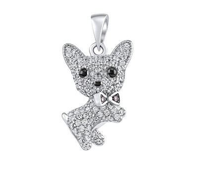 Silvego - Stříbrný přívěsek pes Ben s čirými Brilliance Zirconia MW13765P