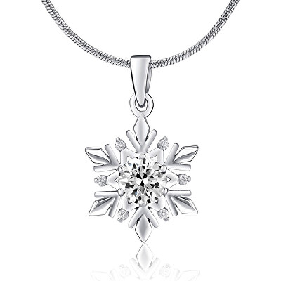 Silvego - Stříbrný přívěsek Sněhová vločka se zirkony Swarovski JJJP0811