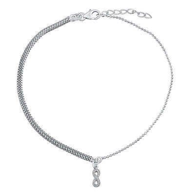 Silvego - Stříbrný řetízek na nohu Ellie s infinity a Brilliance Zirconia ZT86751A
