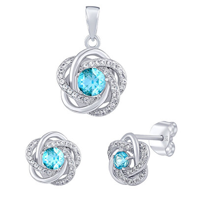 Silvego - Stříbrný set šperků ROSALYN s pravým Topazem Swiss a Brilliance Zirconia JJJS0088TS (náušnice, přívěsek)