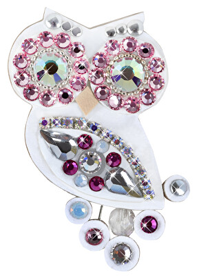 Sovičky - Malá soví brož bílo-růžová