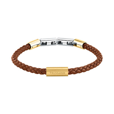 Trussardi - Hnědý kožený náramek pro muže T-Leather TJAXZ27