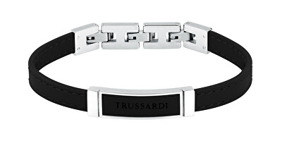 Trussardi - Černý kožený náramek pro muže T-Leather TJAXZ05