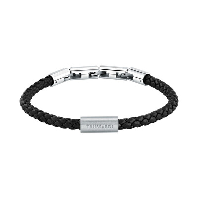 Trussardi - Černý kožený náramek pro muže T-Leather TJAXZ28